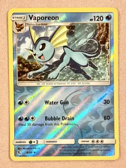 Vaporeon | 18/68 | Hidden Fates | 2019 | Reverse Holo | Pokemon Card TCG | NM - Image 1