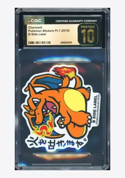 Pokemon CGC 10 PRISTINE Charizard B-Side Label 2018 Stickers Pt.1 Japanese - Image 1