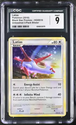 CGC 9 MINT Latias 2010 Black Star Promos HGSS10 Holo Pokemon Card - Image 1