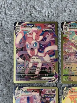Pokemon Set of 4 Sylveon VMax HP310 Precious Touch Gold Foil Fan Art NM! - Image 2