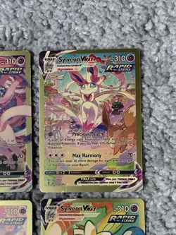 Pokemon Set of 4 Sylveon VMax HP310 Precious Touch Gold Foil Fan Art NM! - Image 3
