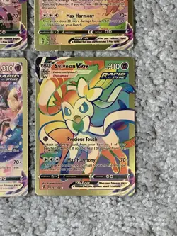 Pokemon Set of 4 Sylveon VMax HP310 Precious Touch Gold Foil Fan Art NM! - Image 5