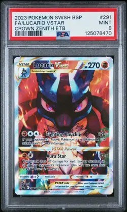 2023 POKEMON SWSH BLACK STAR PROMO #291 FULL ART/LUCARIO VSTAR PSA 9 - Image 1