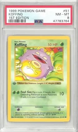 1999 Pokemon Base 1st Edition KOFFING #51/102💎 PSA 8 NM/Mint - Image 1