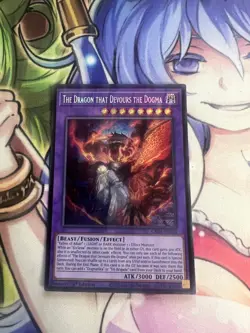 THE DRAGON THAT DEVOURS THE DOGMA SECRET RARE CH01-EN041 LIGHT PLAY YUGIOH - Image 1