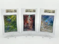 BGS 9.5 Pokemon Card 151 Japanese Bulbasaur Charmander Squirtle Art Rare 3Card - Image 1