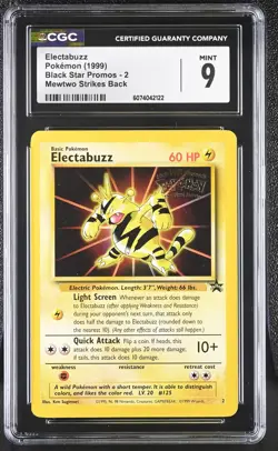 CGC 9 MINT Electabuzz 1999 Black Star Promo 2 WB Movie Pokemon Card - Image 1
