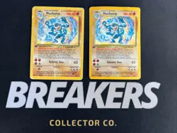 1999 Base Set Vintage Pokemon 2 Card Lot: Holo 1st Edition Machamp 8/102 x2 - Image 1