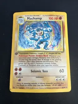 1999 Base Set Vintage Pokemon 2 Card Lot: Holo 1st Edition Machamp 8/102 x2 - Image 2