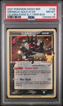 Greninja Gold Star SWSH144 Sword & Shield Promo Card Holo PSA 8 - Image 1