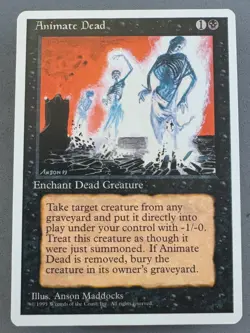 Animate Dead MTG 4th Edition-Unplayed Near Mint-Vintage Magic the Gathering - Image 1