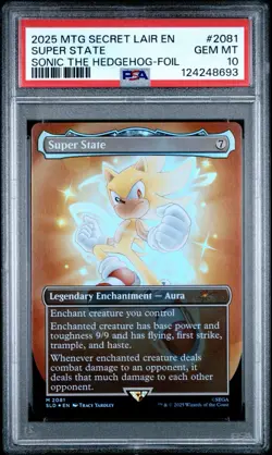 2025 MTG Secret Lair Sonic The Hedgehog Super State Foil PSA 10 Gem Mint - Image 1