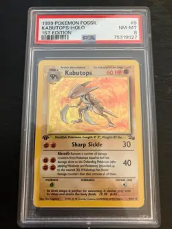 Kabutops 1999 Pokemon Fossil #9 1st Edition Holographic PSA 8 - Image 1