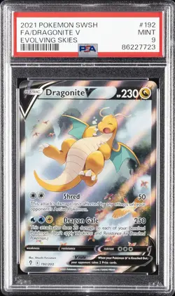 2021 POKEMON SWORD & SHIELD EVOLVING SKIES #192 FULL ART/DRAGONITE V PSA 9 - Image 1