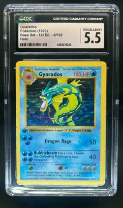 1999 Pokemon Set 1st Edition Gyarados Holo #6/102 CGC 5.5 - Image 1