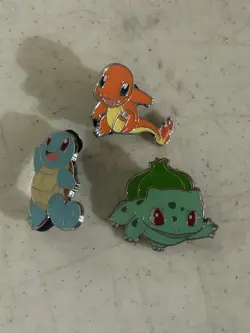 POKEMON GO TCG Official Bulbasaur Charmander Squirtle 3 Starters 1.5" Pin Set! - Image 1