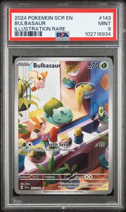 2024 POKEMON SCR EN-STELLAR CROWN ILLUSTRATION RARE #143 BULBASAUR PSA 9 - Image 1