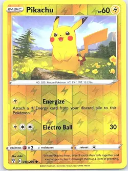 Pikachu 049/203 Reverse Holo Evolving Skies - Pokemon Card - NM - Image 1