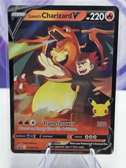 Pokemon Lance's Charizard v SWSH133 Holo Black Star Promo Card NM - Image 1