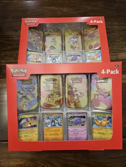 (PACK 1 & 2) Pokemon 4 Mini Tins + 4 Promo Cards - 151 SAMS CLUB (8 TINS TOTAL) - Image 1