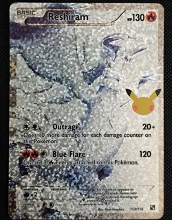 Reshiram 113/114 Celebrations: Classic Collection Holo Pokemon Card TCG Shiny NM - Image 1