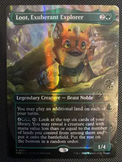 English - MTG Loot, Exuberant Explorer - Borderless MANA FOIL - Foundations - Image 1