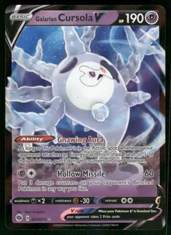 Galarian Cursola V 21/73 Ultra Rare Holo NM Pokemon Champion's Path - Image 1