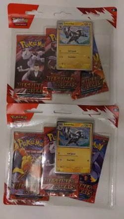 (Lot of 2) Pokemon Destined Rivals 3-Pack Blister Zebstrika - Image 1