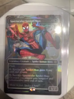 Prerelease MTG SPECTACULAR SPIDER-MAN 14 Very Rare STAMPED PROMO FULL ART FOIL A - Image 2