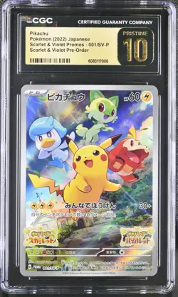 2022 POKEMON JAPANESE SCARLET & VIOLET PROMOS #001/SV-P PIKACHU CGC 10 PRISTINE - Image 1