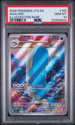 2025 POKEMON JTG EN-JOURNEY TOGETHER ILLUSTRATION RARE #162 WAILORD PSA 10 - Image 1