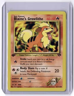 Blaine's Growlithe 062/132 Common 1st Edition NM Pokemon Gym Challenge - Image 1