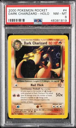 2000 POKEMON ROCKET #4 DARK CHARIZARD-HOLO PSA 8 - Image 1