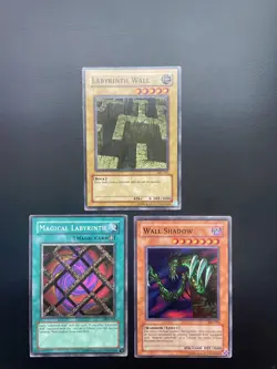 Yugioh Wall Shadow + Labyrinth Wall + Magical Labyrinth MRL Unlimited Damaged - Image 1