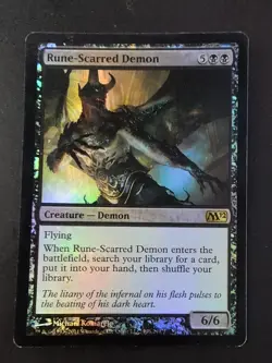 Magic the Gathering Rune-Scarred Demon Foil Card Magic 2012 (M12) - Image 1