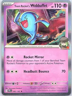 Team Rocket's Wobbuffet 082/182 Holo SV10: Destined Rivals - Pokemon Card - NM - Image 1
