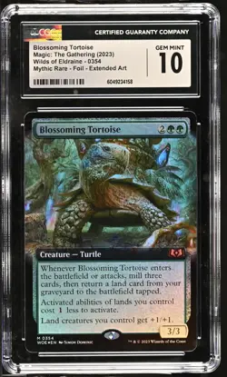 BLOSSOMING TORTOISE Wilds of Eldraine Extended Art Foil Mythic CGC 10 MTG - Image 1