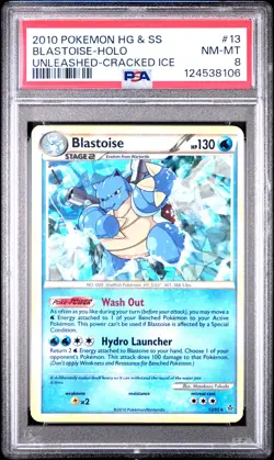 2010 POKEMON HEARTGOLD & SOULSILVER UNLEASHED CRACKED ICE BLASTOISE-HOLO PSA 8 - Image 1