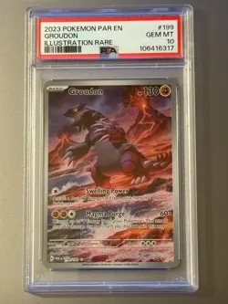 2023 POKEMON PAR EN-PARADOX RIFT #199 GROUDON ILLUSTRATION RARE PSA 10 - Image 1