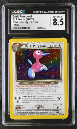 CGC 8.5 Dark Porygon2 2002 Neo Destiny 8/105 Holo SWIRL Pokemon Card - Image 1