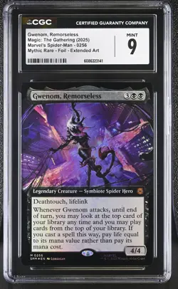 GWENOM, REMORSELESS Marvel's Spider-Man Extended Art Foil Mythic CGC 9 MTG - Image 1