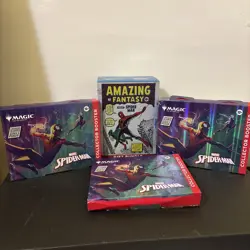 LOT OF 4 Magic: The Gathering Marvel Spider Man Collector Booster + Gift Bundle! - Image 1