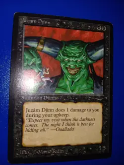 MTG Juzam Djinn, damaged. inked front, English Arabian Nights - Image 1