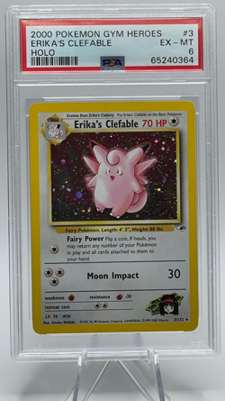 2000 POKEMON GYM HEROES #3 ERIKA'S CLEFABLE HOLO UNLIMITED WOTC PSA 6 EX-MT - Image 1