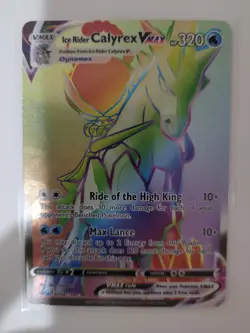 Pokemon TCG Ice Rider Calyrex VMAX 202/198 Rainbow Secret Rare Chilling Reign - Image 1