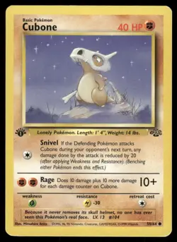 1999 Pokemon Jungle Cubone #50/64 1st Edition - Raw Ungraded - Image 1