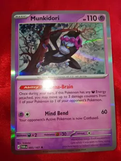 Pokemon Scarlet Violet Twilight Masquerade Munkidori Holo Card 95/167, MINT - Image 1