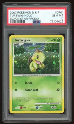 TURTWIG 2007 POKEMON DIAMOND PEARL DP01 BLACK STAR PROMO HOLO CARD PSA 10 ONLY 4 - Image 1