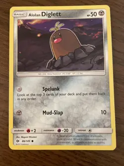 2017 Pokemon Card Sun & Moon Alolan Diglett 86/149 BB - Image 1