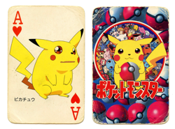 1998 Vintage Pikachu Ace of Hearts Pokemon Televi-kun Poker Playing Card - Image 1